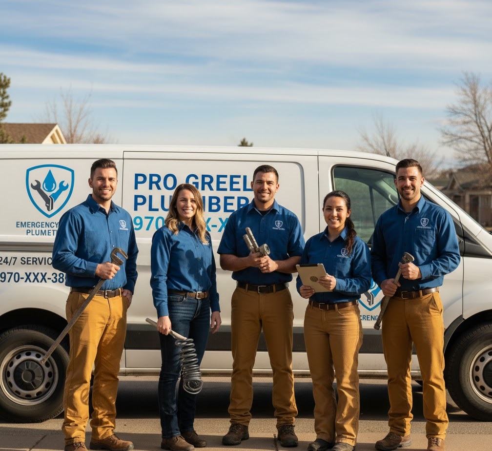 Professional plumber working on pipes in Greeley